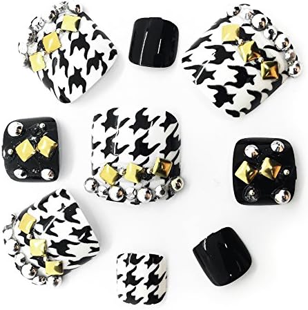 O2 Salon J13 False Nail for Toe Chic Exquisite Bling 3D Acrylic Fake ToeNail Full Cover Nail Tips Press on for Nail salon, Girls, Women, Bridal Wedding Dating Party (24 pcs/ 1 set)