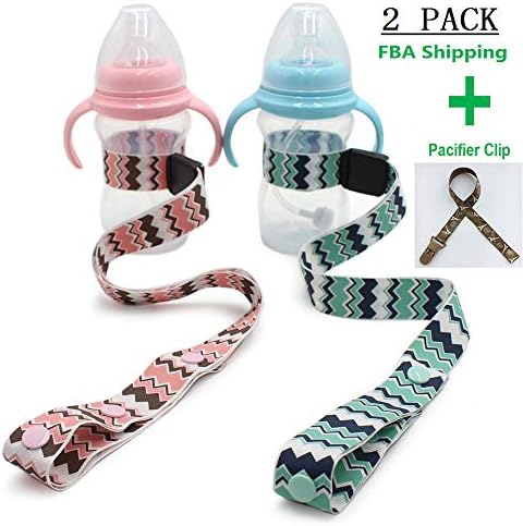 Baby Sippy Cup Strap, Bottle Holder, Adjustable Cup Strap, Stroller, Travel, Toy Clips and Seat Universal Attachment Strap, Multipurpose (2 Pack + 1 Pacifier Clip)