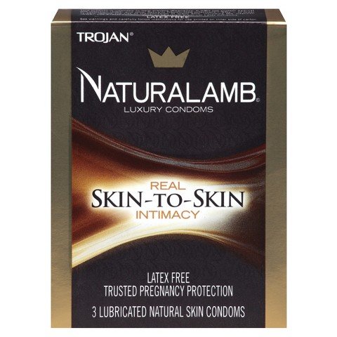 Trojan NATURALAMB Premium Lubricated Natural Skin Condoms with Silver Pocket/Travel Case-3 Count (2 Pack)