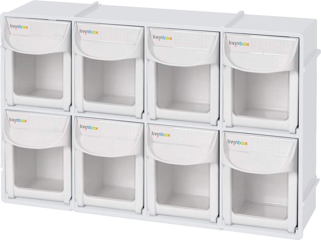 Buy livinbox 8 Drawers Storage Box, 12" Tip Out Bin System Stackable Hardware Plastic