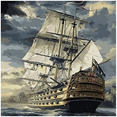 Dolloress Nautical Ship View DIY Digital Oil Painting By Number Kit Cotton Cloth Paint 4050CM Home Wall Art Decoration