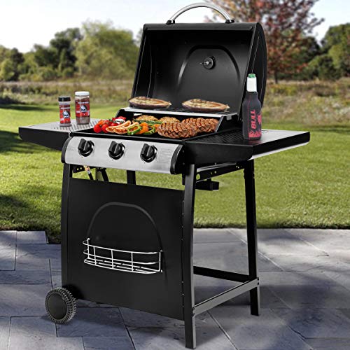 image for Giantex BBQ Propane Gas Grill Cart 3-Burner Outdoor Camping Cooking, 3