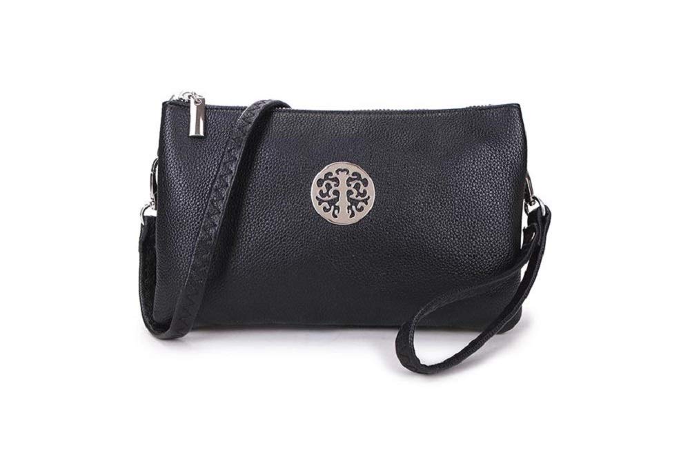 Long & Son Women's Medium Clutch, Wristlet, Shoulder,Cross-Body Bags 23321 (Black)