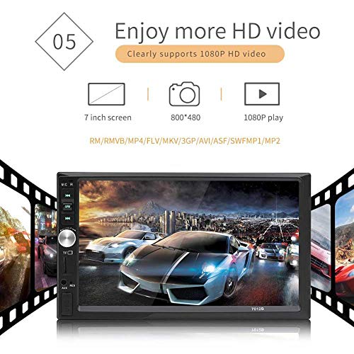 VOVI Bluetooth Car Radio Multimedia Car Stereo with Wireless Remote Control HD 7 inch Car MP4 Card Machine Car MP5 Player Support Bluetooth Call Reversal Priority for Car