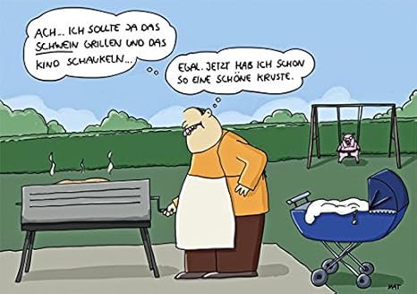 Postkarte A6 • 35131 ''Kind schaukeln'' von Inkognito • Künstler: Piero Masztalerz • Satire • Cartoons