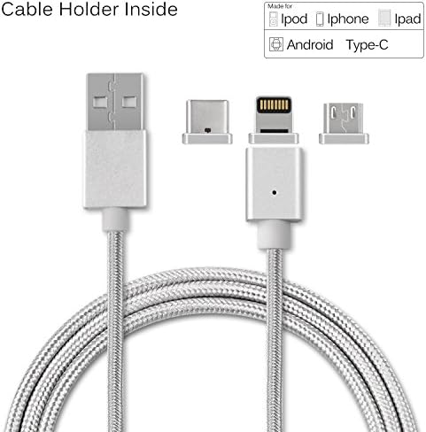Viness 3 in 1 Strong Magnetic Lighting USB Charging And Data Transmission Cable Type C Nylon Braided Data Synchronization Cable Iphone Android Type-C System Data Transmission
