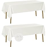 Fokitut 2 Pack Waterproof Rectangle Tablecloth, 60x102 Inch, Stain Resistant and Wrinkle Polyester Table Cloth, Fabric Table Cover for Kitchen Dining, Wedding, Party, Holiday Dinner-Ivory