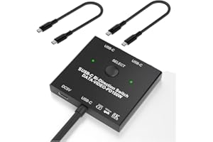 Pasuihcay USB C Switcher KVM Switch Bi-Directional 1x2/2x1 for 2 Laptops Monitor 100W Charging+ 10Gbps Data+ 8K Video Transfe
