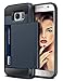 Galaxy S7 Edge Case, Vofolen Slidable Card Holder Galaxy S7 Edge Wallet Case Hybrid Protective Shell Shockproof Rubber Bumper Armor Scratch-proof ID Card Slot Case Cover for Galaxy S7 Edge - Navy Blue