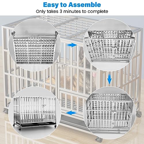 42 Inch Heavy Duty Dog Crates for Large Dogs, Stainless Steel