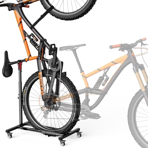 Housolution Vertical Bike Stand with Wheels, Stand-alone Mount for Wheels up to 29 Inches, Adjustable Height Without Holes for Garage & Apartment, Foot Support for Bikes Holds up to 80 lbs