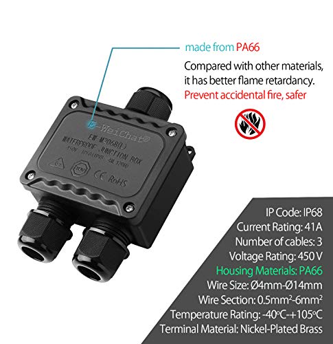 Abzweigdose Wasserdicht IP68 Ø4mm-Ø14mm Tüv-Zertifizierung Schwarz Elektrischer Außen Verteilerdose für Garten | Outdoor… – Bild 5
