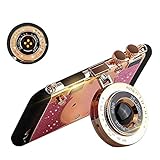 iPhone 6/6S Plus Case,NUTK 3D Cool Camera Design Case TPU+Cute Silicone Cover Rotatable Holder Stand Case with Selfie Fill-in Light,Mirror,Long Strap Rope,Gift for Girls Womens(Moderate Hardness).Pink