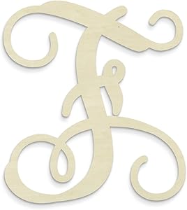 UNFINISHEDWOODCO Single Vine Unfinished Monogram F Decorative Letter, 13-Inch