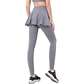 SPEED MATE Women Tennis Skirted Leggings with Pockets Athletic Pleated Skirts with Leggings Workout Active Golf Skort