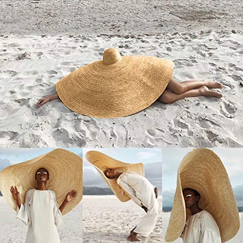 Duseedik Women Large Sun Hat Beach Anti-UV Sun Protection Foldable Straw Cap Cover (Khaki) - Thumbnail 2