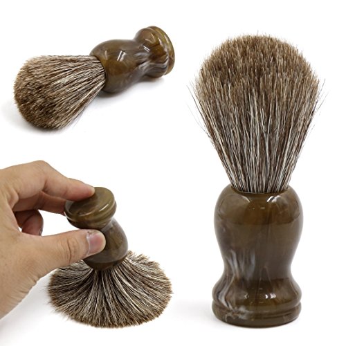 uxcell Horse Hair Shaving Brush Knot Soft Handmade For Men Pro Facial Exfoliating Beard Wet Shaving Cream Soap Barber-like Experience Travel Kit
