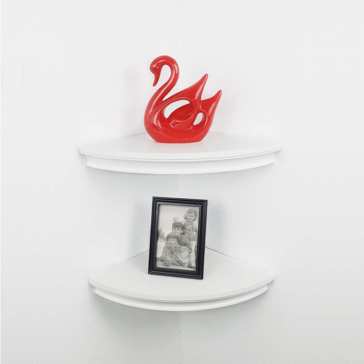 HAO Set of 2 Classic Radial Corner Wall Shelf Contoured Shelving MDF Floating Corner Shelves Approx.12” White: Kitchen & Dining