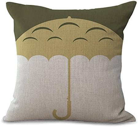Yovvin Cute Totoro Cotton Linen Throw Pillow Case Cushion Cover Pillow Covers Home Car Decor 17.7x17.7'' H26