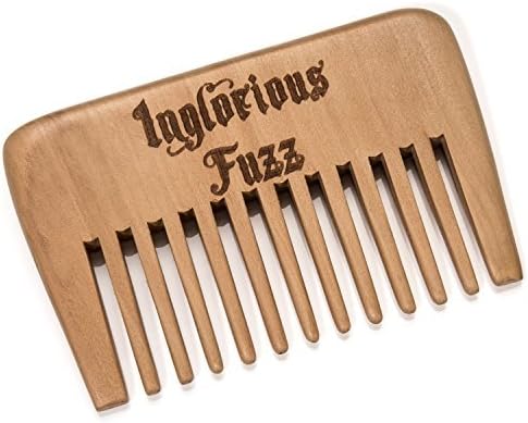 Beard Comb By Inglorious Fuzz | Peach Wood Wide Tooth Comb For Facial Hair Grooming, Healthy Beard &amp; Mustache Growth | Easy Glide &amp; No Hair Damage | Pocket Comb For Carrying &amp; Traveling
