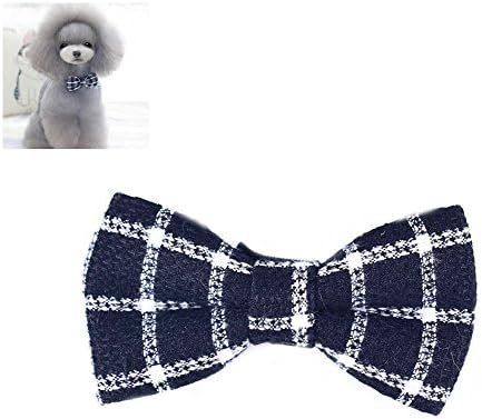 Tuohai Adjustable Pet Classic British Style Cotton Bowknot for Collars, Cute Plaid Patterns Bow-Tie for Dog Cat Accessories,Black&amp;White