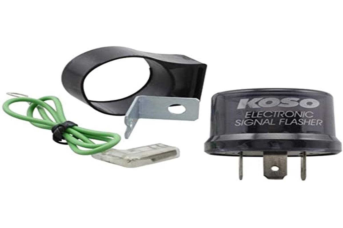 KOSO Digital Turn Signal Relay, 12V, 3-pin Plug-In, Max 15A, Automatic Operation, Normally Open Contact