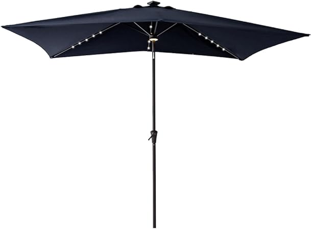Amazon Com C Hopetree Rectangular Outdoor Patio Umbrella With Solar Led Lights 6 5 X 10 Ft Navy Blue Garden Outdoor