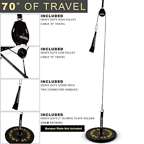 ARCHON Fitness Low Pulley Cable Station Attachment | Cable Machine | Pulley System | LAT Pull | Triceps Rope | Biceps Curl | Home Gym Equipment | Workout Accessories | Cable Machine Attachments
