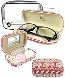 JAVOedge Red Elephant Fabric Matching Glass Case + Lens Kit Combo (Includes Free Cleaning Cloth)