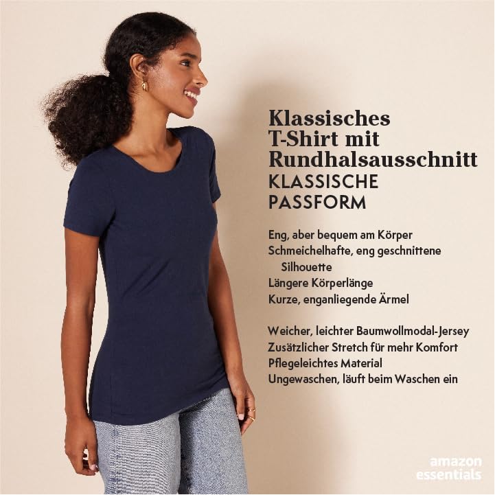 Damen T-Shirt mit kurzen Ärmeln und Rundhalsausschnitt in normaler Passform, 2er-Pack, Armeegrün/Minzgrün, S — Foto 2 von 8