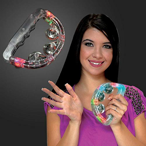 Cartener 12 Flashing Tambourines Light Up Round Jingles LED Church Autism Sensory Toy Size: 6" Length x 4" Height - Thumbnail 5