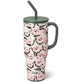 Swig Life 40oz Mega Mug, 40oz Tumbler with Handle and Straw, Extra Large Insulated Tumblers, Cup Holder Friendly Travel Mug (Sweet Pea)