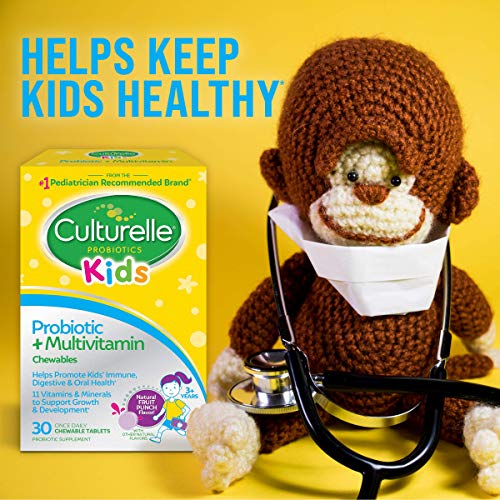 CULTURELLE KIDS PROBIOTIC + COMPLETE MULTIVITAMIN CHEWABLE FOR KIDS, AGES 3+, 30 COUNT, DIGESTIVE HEALTH, ORAL HEALTH & IMMUNE SUPPORT – WITH 11 VITAMINS & MINERALS, INCLUDING VITAMIN C, D3 & ZINC