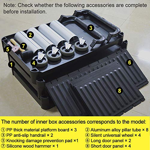 SHANGPEIXUAN Commercial Service Carts with Wheels Enclosed Utility Cart Heavy Duty 3 Shelf Rolling Service Black - Thumbnail 6