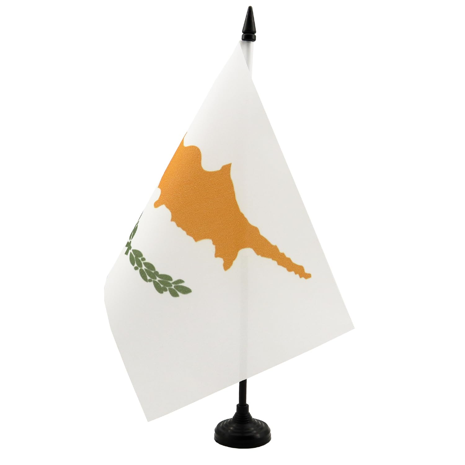 AZ FLAG Cyprus Table Flag 5'' x 8'' - Cypriot Office Decoration 100% Polyester 21 x 14 cm - Mini Desk Flag with Pole and Black Plastic Base