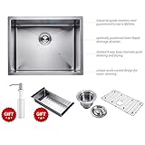 Harrahs 23 Inch Commercial Undermount Single Bowl Stainless Steel Kitchen Sink Outer Lip Thickness 11 Gauge Basin Thickness 18 Gauge