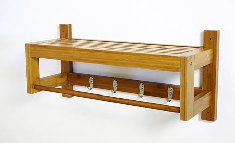 Handtuchablage Bambus massiv natur, Handtuchstange, 68 x 20 x 24 cm