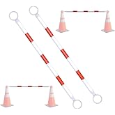 AIWFL 2 Pack Retractable Traffic Cone Bar from 3.8ft to 6.56ft | Expandable Traffic Cone Bar for Parking Lots Reflective Safety Cone Barrier Bar for Road Construction White/Red