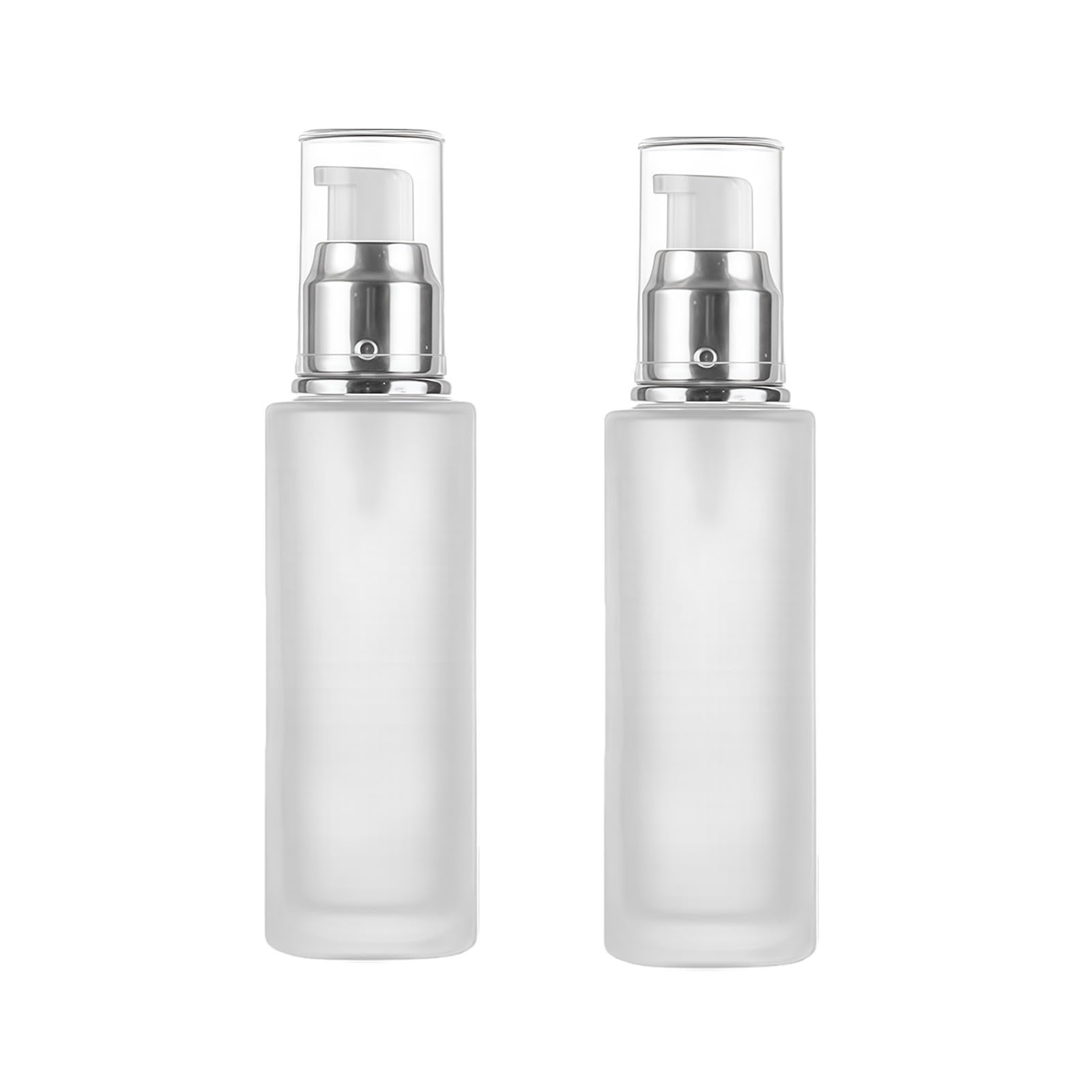 Upstore 2Pcs 120ml 4oz Empty Frosted Glass Bottle with Pump Dispenser Refillable Cosmetic Container for Lotion Cream Essential Oil Travel Toiletries