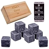 Allan Whiskey Stones Whiskey Stones Gift Set With FDA Report Marble Whiskey Rocks Set of 8 Chilling Stones Reusable Ice Cubes In Wooden Box for Bourbon, Scotch, Jameson