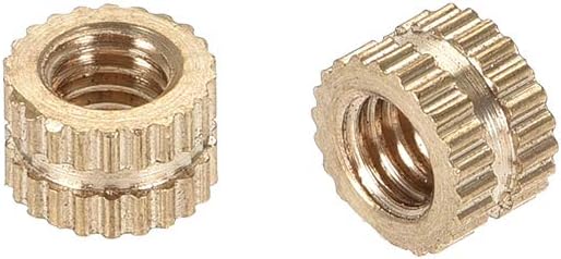 uxcell knurled Insert Nuts, 100Pcs M4 x 4mm(L) x 6mm(OD) Female Thread Brass Threaded Insert Embedment Nut for 3D Printer