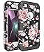 OBBCase iPhone SE Case,iPhone 5S Case,iPhone 5 Case,Three Layer Heavy Duty Hybrid Sturdy Armor High Impact Resistant Protective Cover Case for iPhone SE/5S/5 Rose Flower/Black