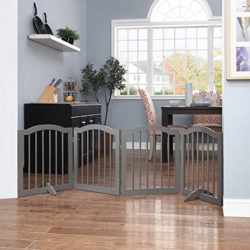 unipaws Freestanding Dog Gate with 2pcs Support Feet, Foldable Pet Gate