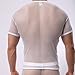YiZYiF Men's See Through Fishnet Clubwear Short Sleeve T-Shirt Undershirt White Medium