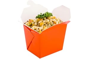 Restaurantware-8 Ounce Noodle Take Out Boxes, 25 Disposable Food To Go Boxes - Tab-Lock, Stackable, Orange Paper Take Home Boxes, Greaseproof, For Restaurants, Catering, And Parties