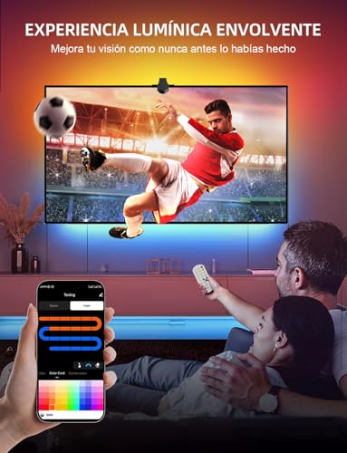 Tira Led TV Con Cámara, 16.5ft/5M TV Tira LED, Luces Led RGB Adaptan Televisor de 40 a 85 Pulgadas, para Juego y Entretenimiento Doméstico, Remoto+Control de App TV Backlight,Trabaja con Android y iOS