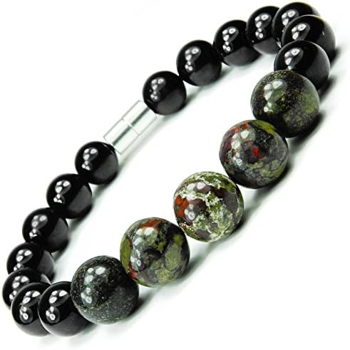 ONE ION Camo Nero Power Bracelet - Tourmaline and Dragon Blood Jasper - Permanent Magnets - 3 Sizes