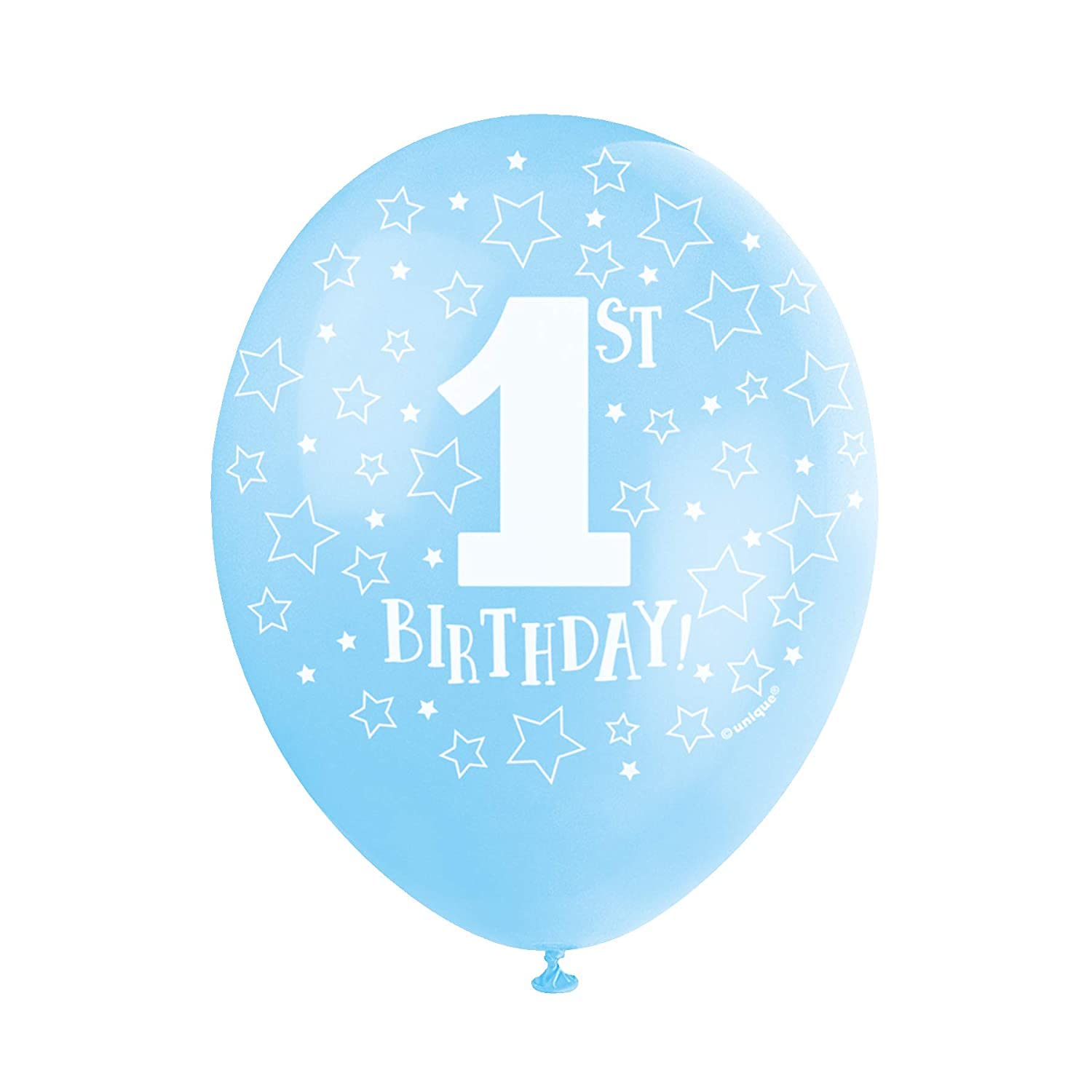 1st Birthday Blue Latex Balloons (30cm) Pack of 5 - Festive & Fun Party Decorations