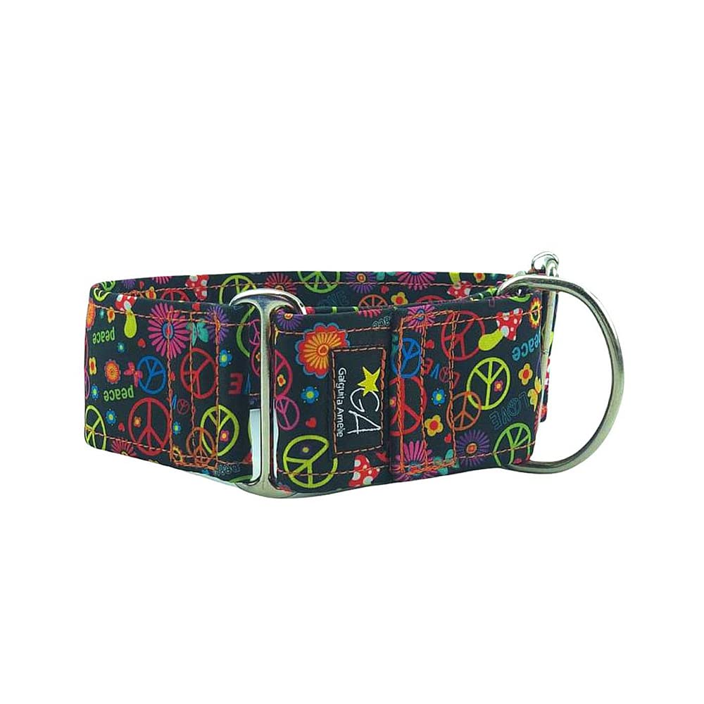 Galguita Amelie Martingale Dog Collar Peace and Love 4m