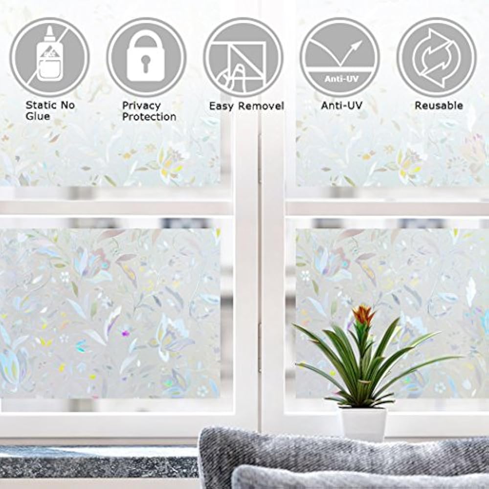 3D Window Film No Glue Static Decorative Privacy Films Frost For Glass ...